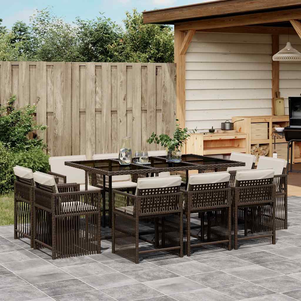 vidaXL 9-delige Tuinset poly rattan zwart
