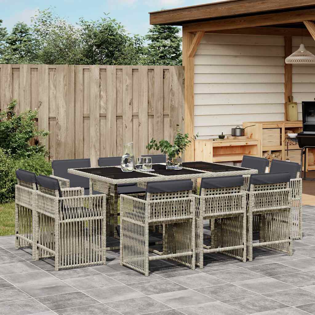 vidaXL 9-delige Tuinset poly rattan zwart