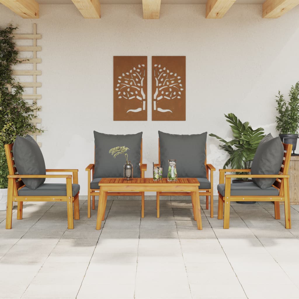 vidaXL 4-delige Loungeset massief acaciahout