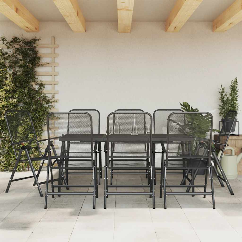 vidaXL 3-delige Tuinset metaal gaas antracietkleurig
