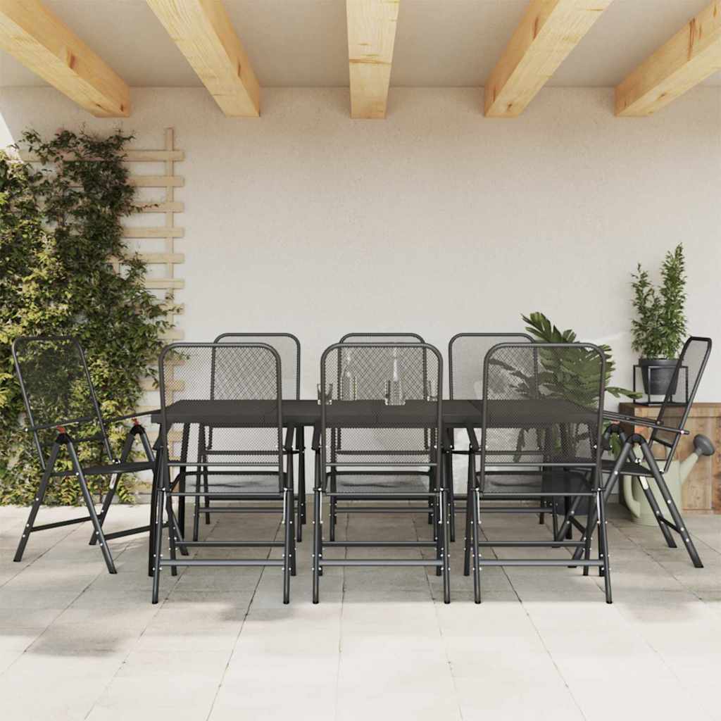 vidaXL 3-delige Tuinset metaal gaas antracietkleurig