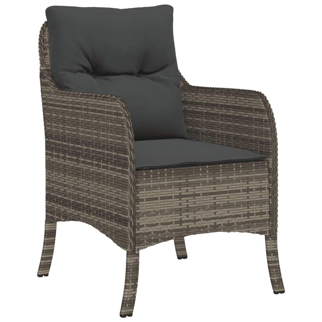 vidaXL 3-delige Tuinset met kussens poly rattan zwart