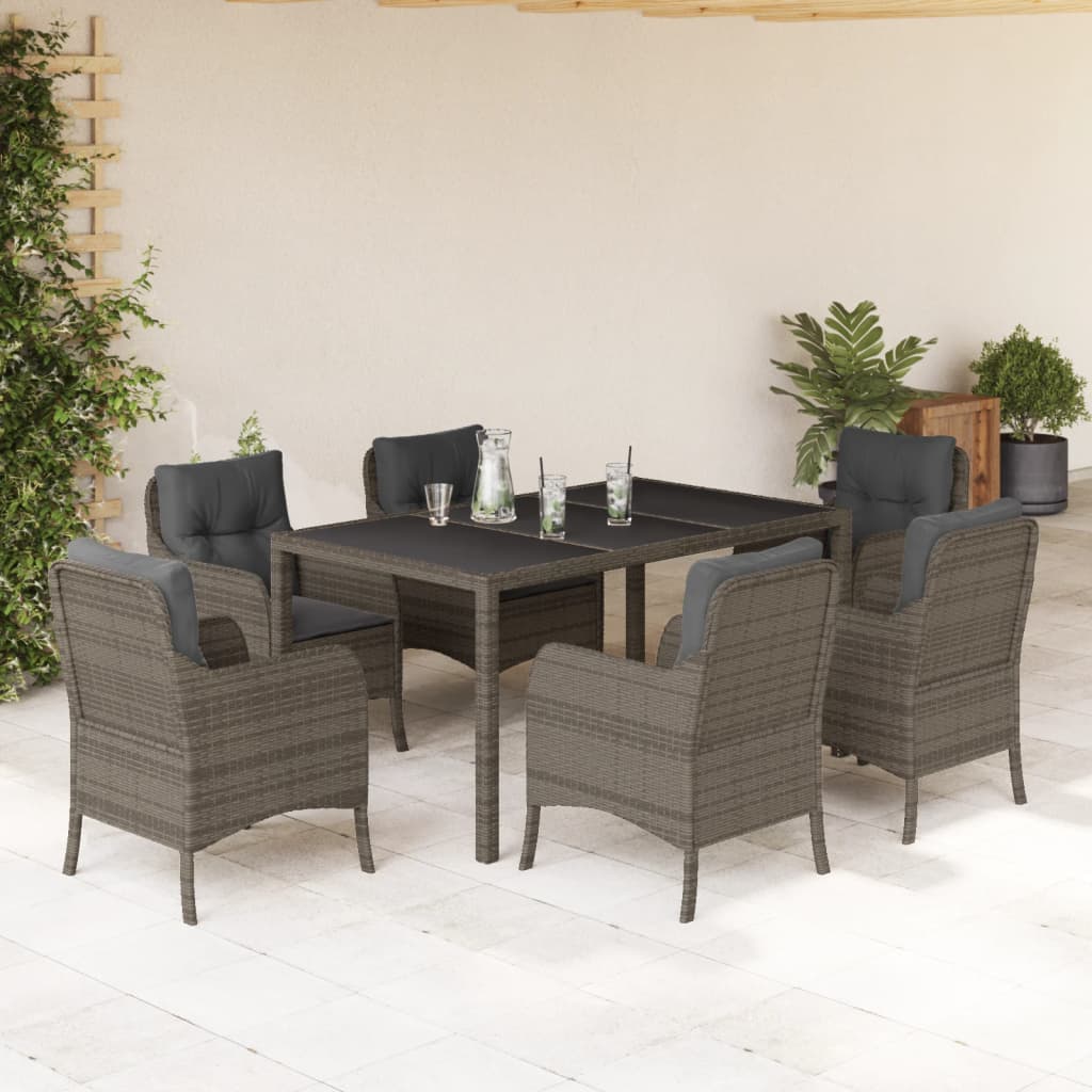 vidaXL 3-delige Tuinset met kussens poly rattan zwart