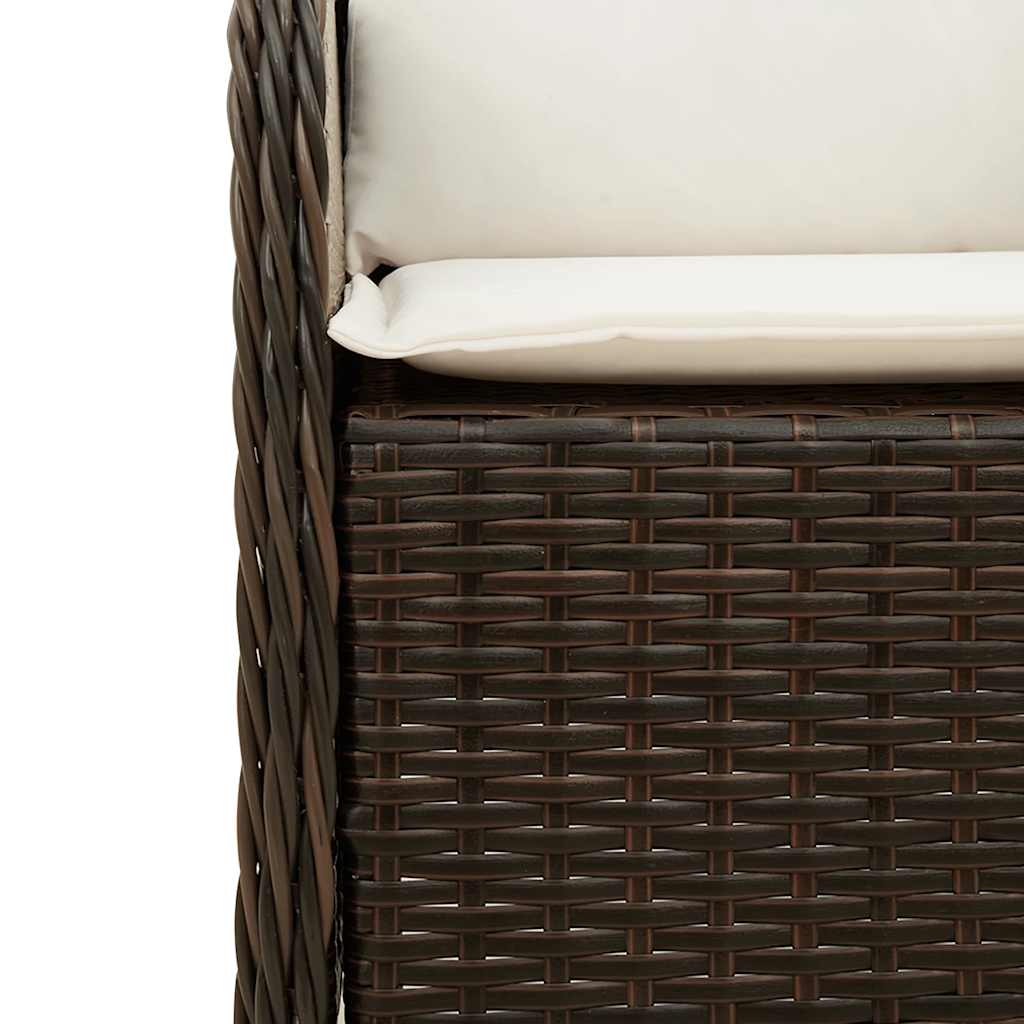 vidaXL 3-delige Tuinset met kussens poly rattan bruin