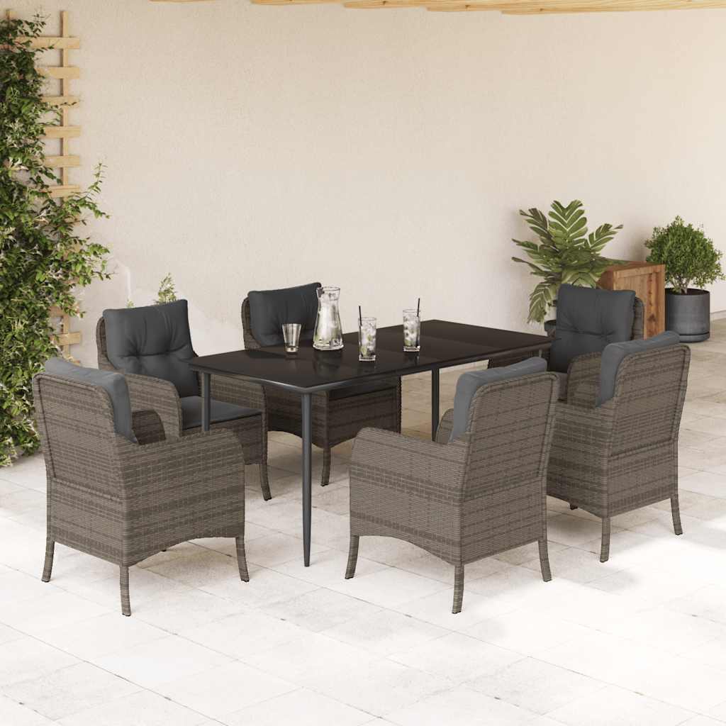 vidaXL 3-Piece Garden Lounge Set with Cushions Poly Rattan Grey