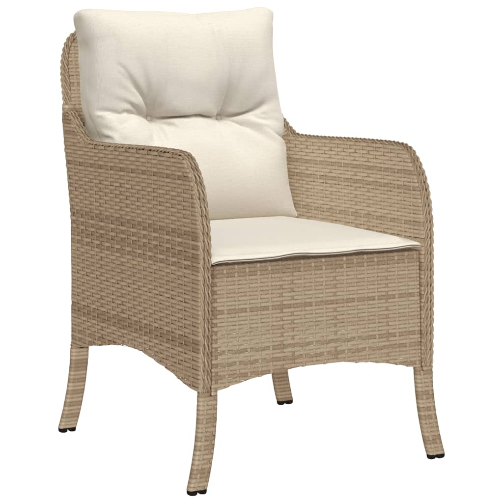 vidaXL 3-delige Tuinset met kussens poly rattan beige