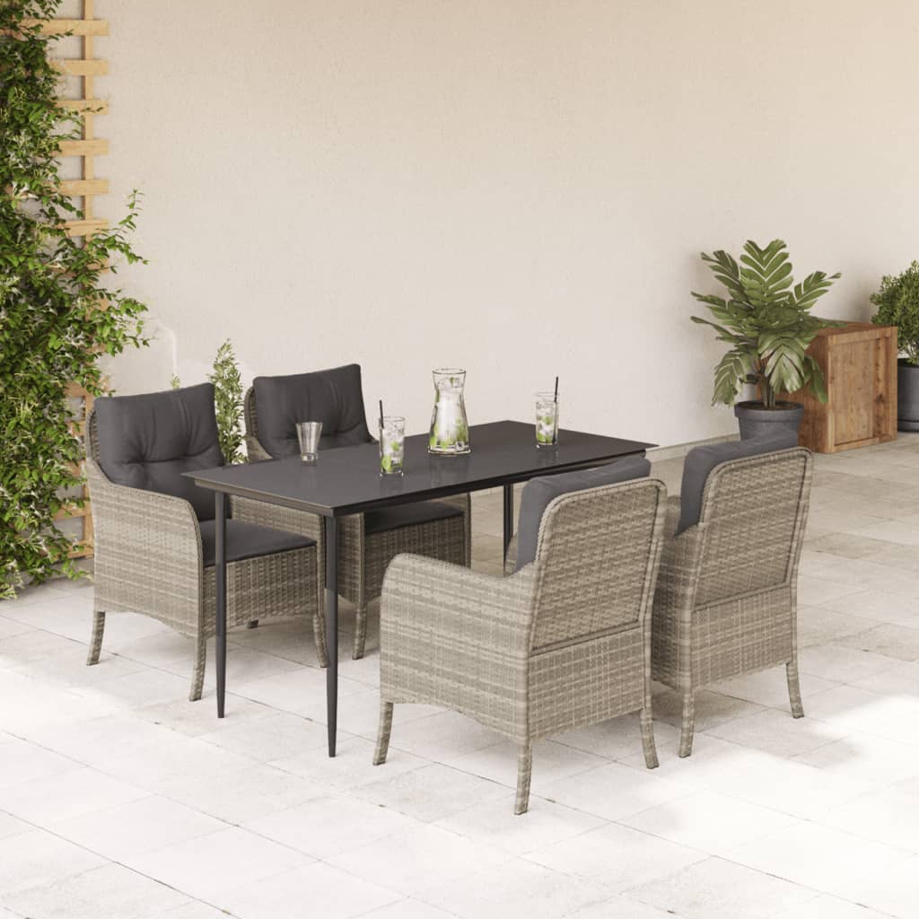 vidaXL 3-Piece Garden Lounge Set with Cushions Poly Rattan Light Grey