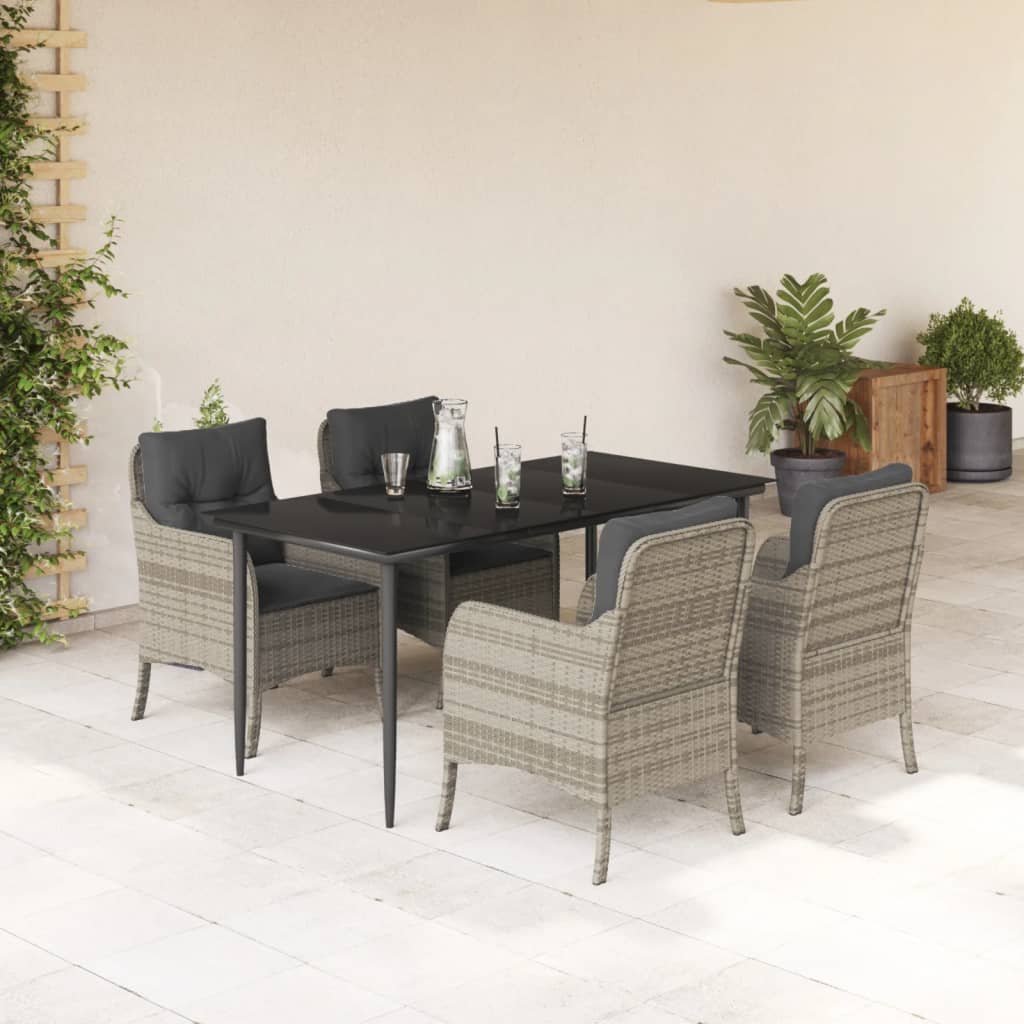 vidaXL 3-Piece Garden Lounge Set with Cushions Poly Rattan Light Grey