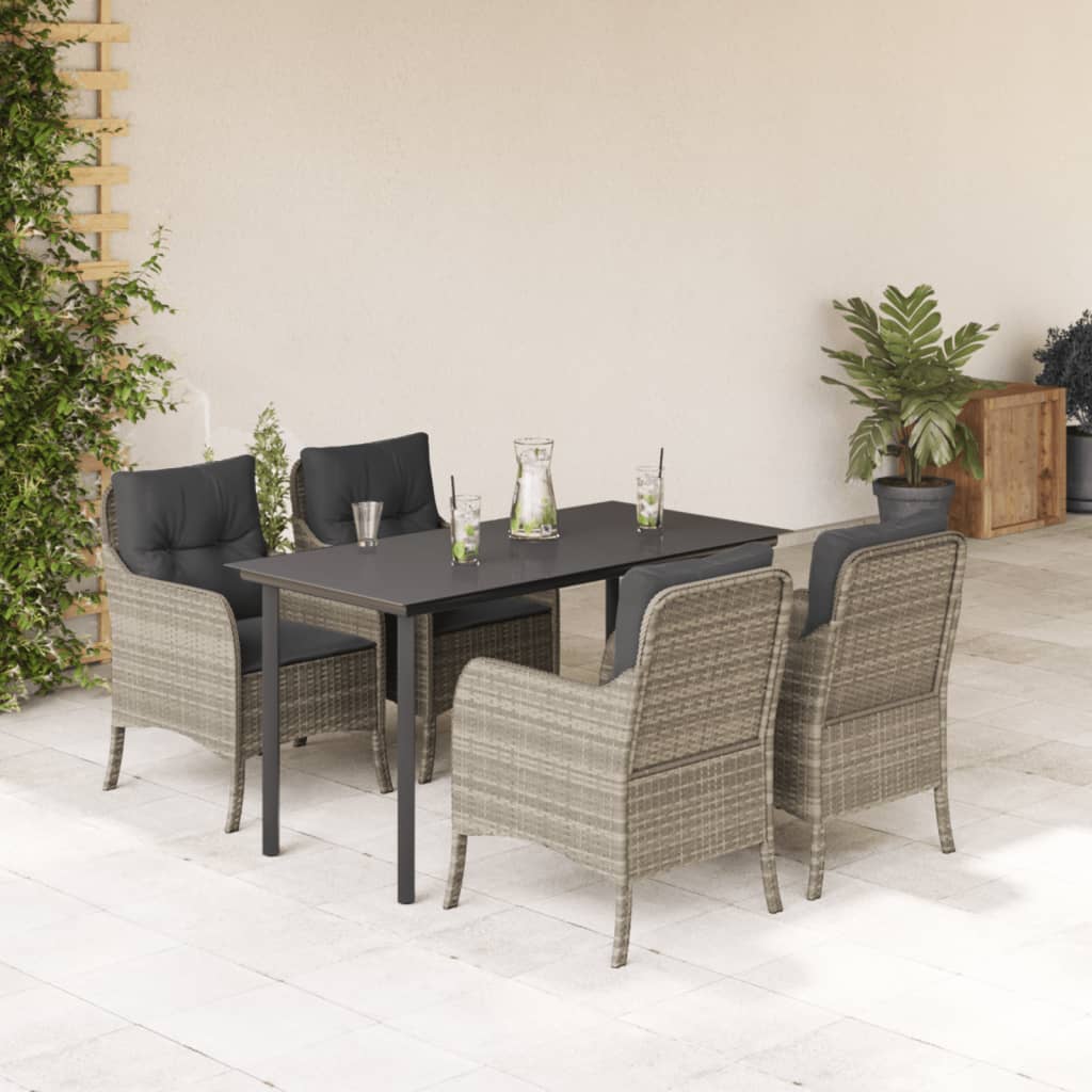 vidaXL 3-Piece Garden Lounge Set with Cushions Poly Rattan Light Grey