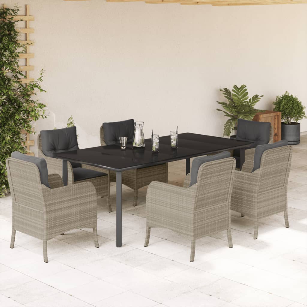 vidaXL 3-Piece Garden Lounge Set with Cushions Poly Rattan Light Grey