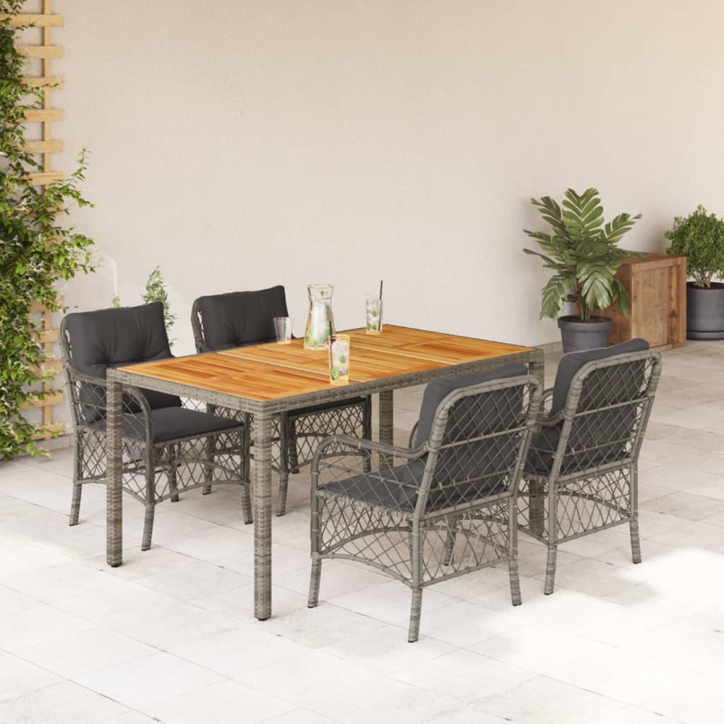 vidaXL 3-delige Bistroset met kussens poly rattan zwart