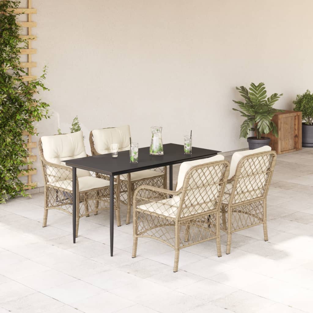 vidaXL 3-Piece Bistro Set with Cushions Poly Rattan Beige