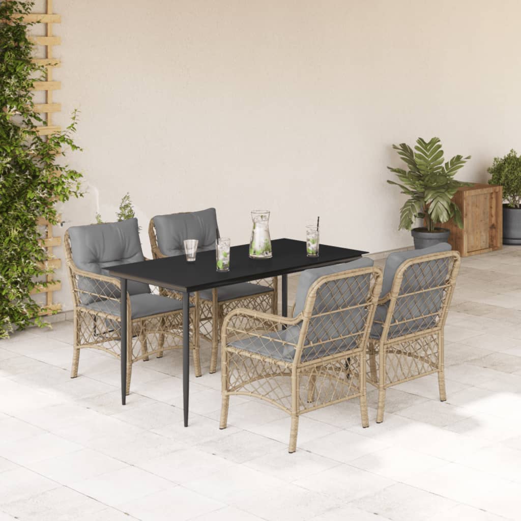 vidaXL 3-delige Bistroset met kussens poly rattan gemengd beige