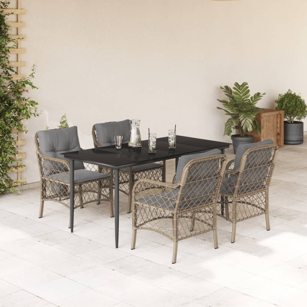 vidaXL 3-delige Bistroset met kussens poly rattan gemengd beige