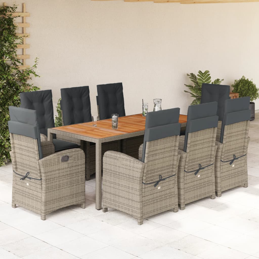 vidaXL 3-Piece Garden Lounge Set with Cushions Poly Rattan Black