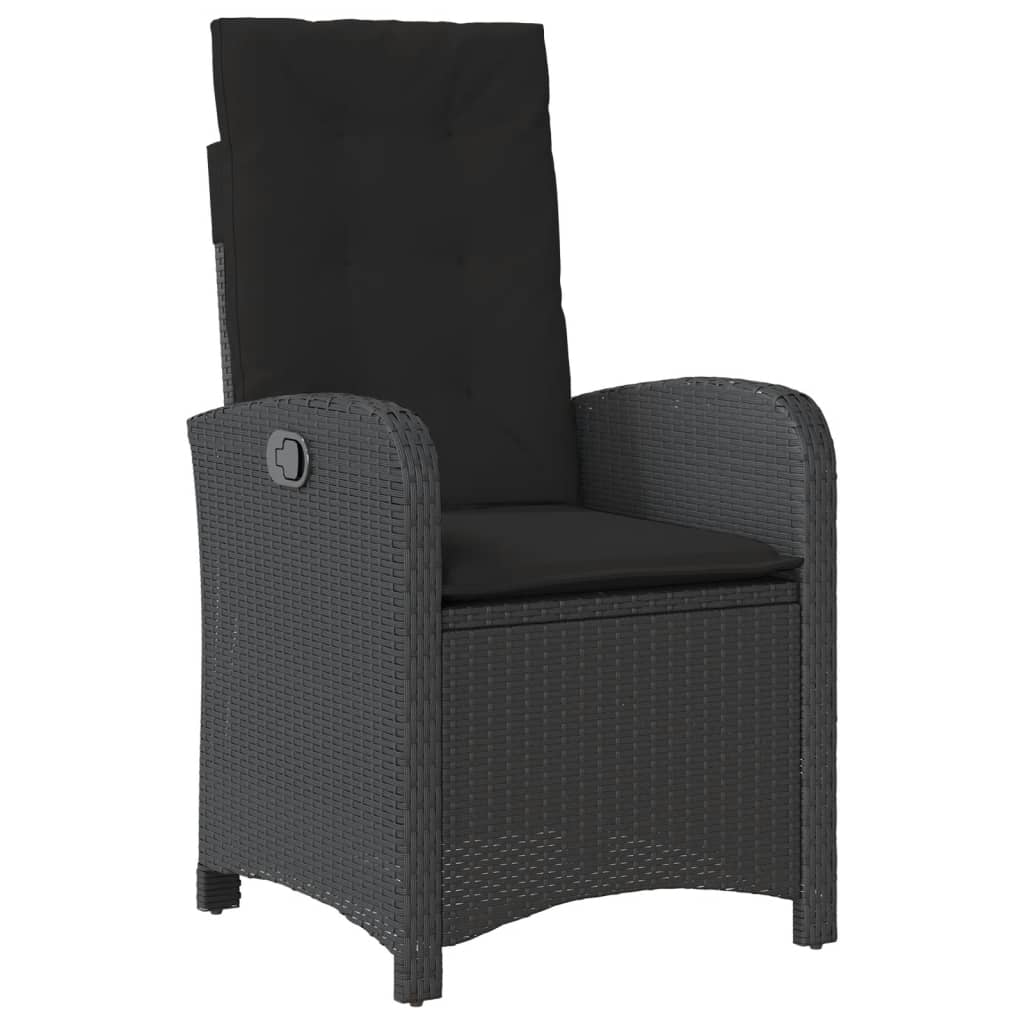 vidaXL 3-delige Tuinset met kussens poly rattan zwart