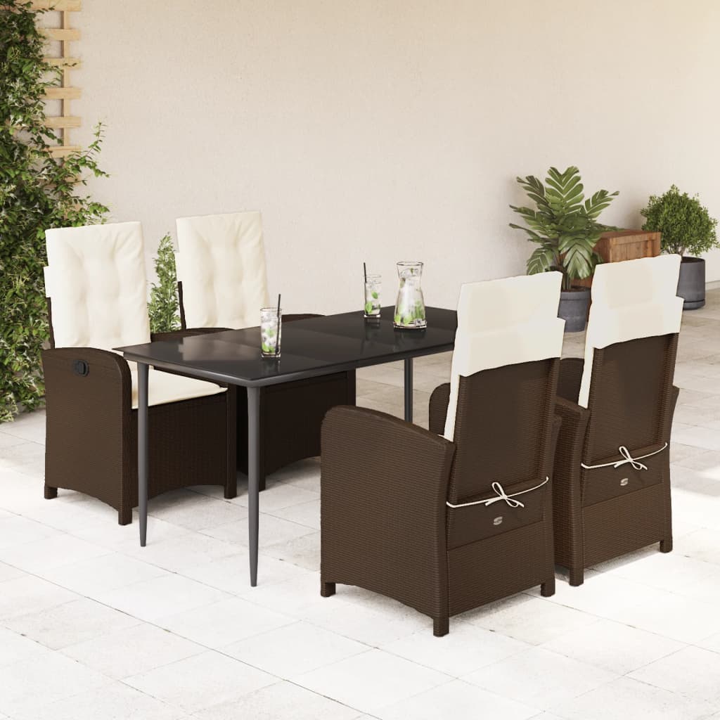 vidaXL 3-delige Tuinset met kussens poly rattan bruin