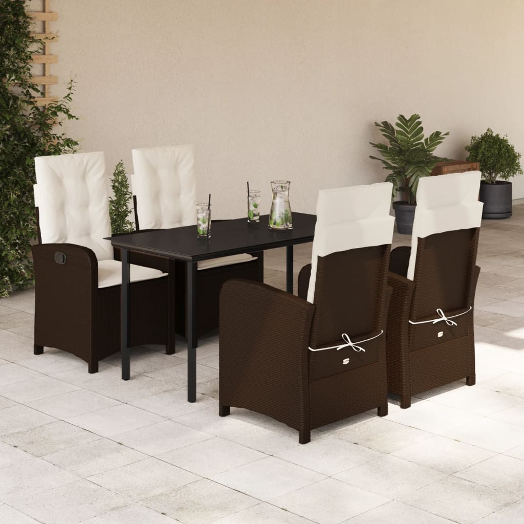 vidaXL 3-delige Tuinset met kussens poly rattan bruin