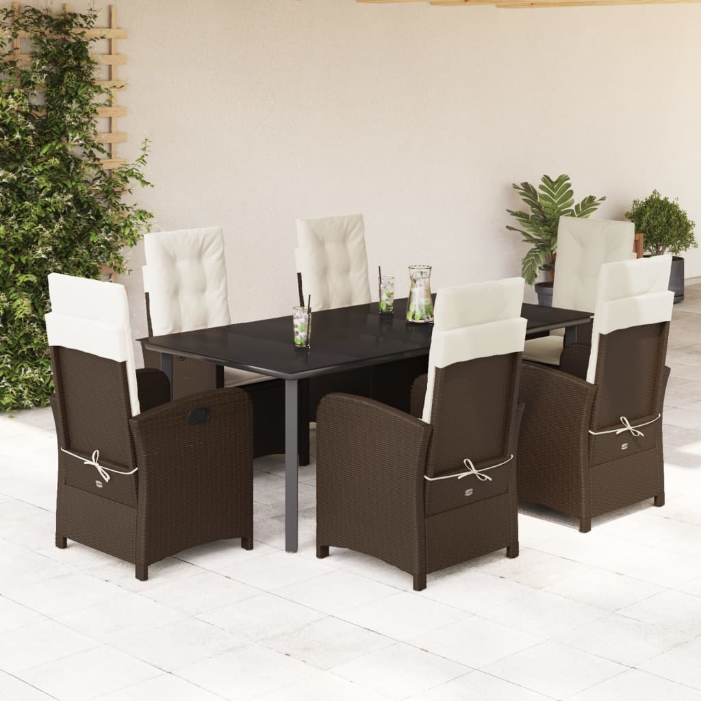 vidaXL 3-delige Tuinset met kussens poly rattan bruin
