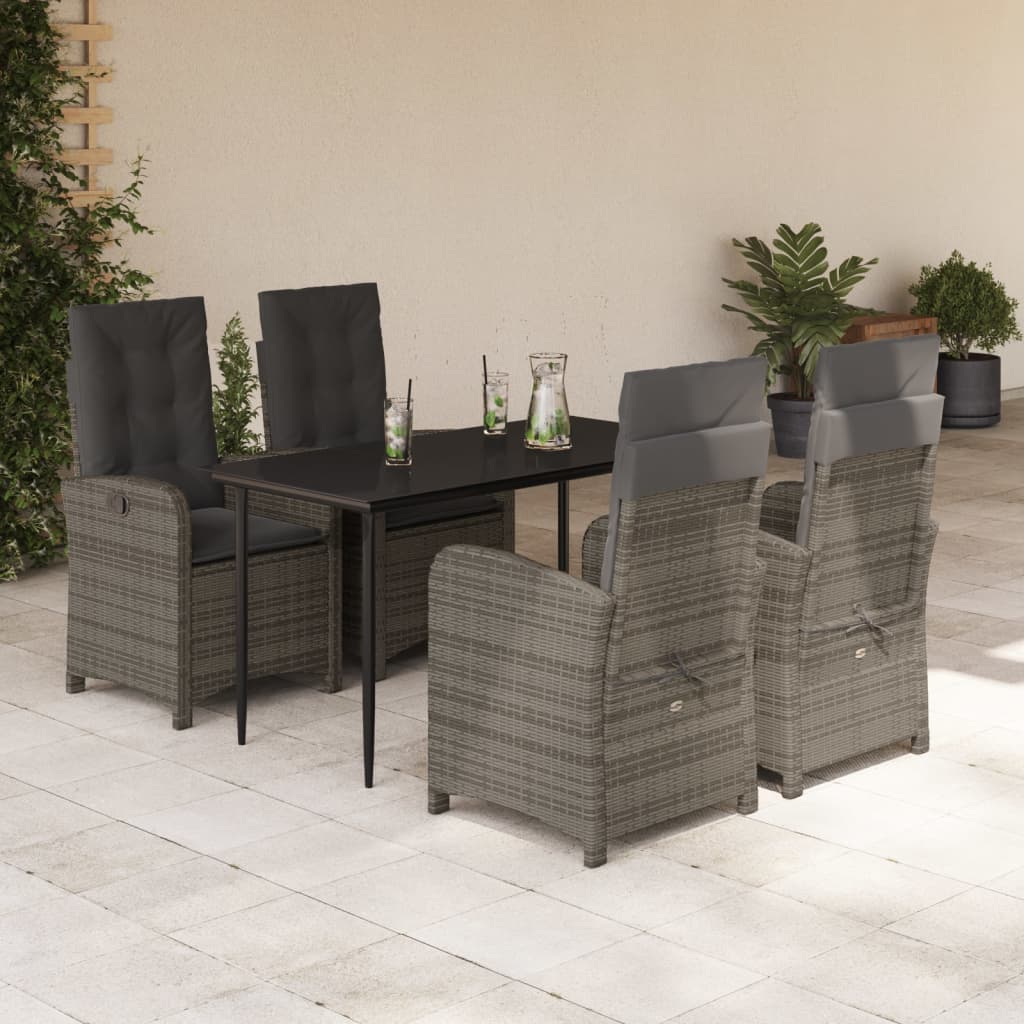 vidaXL 3-piece Garden Lounge Set with Cushions Poly Rattan Grey