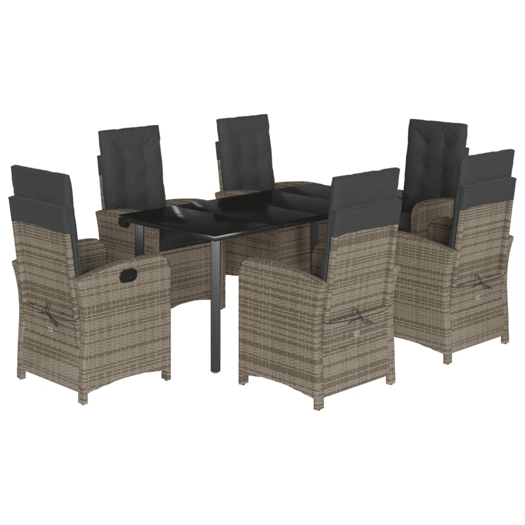 vidaXL 3-delige Tuinset met kussens poly rattan grijs