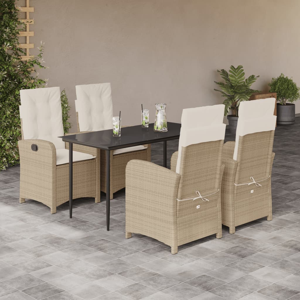 vidaXL 3-delige Tuinset met kussens poly rattan beige