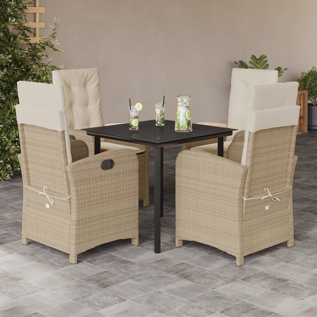 vidaXL 3-delige Tuinset met kussens poly rattan beige
