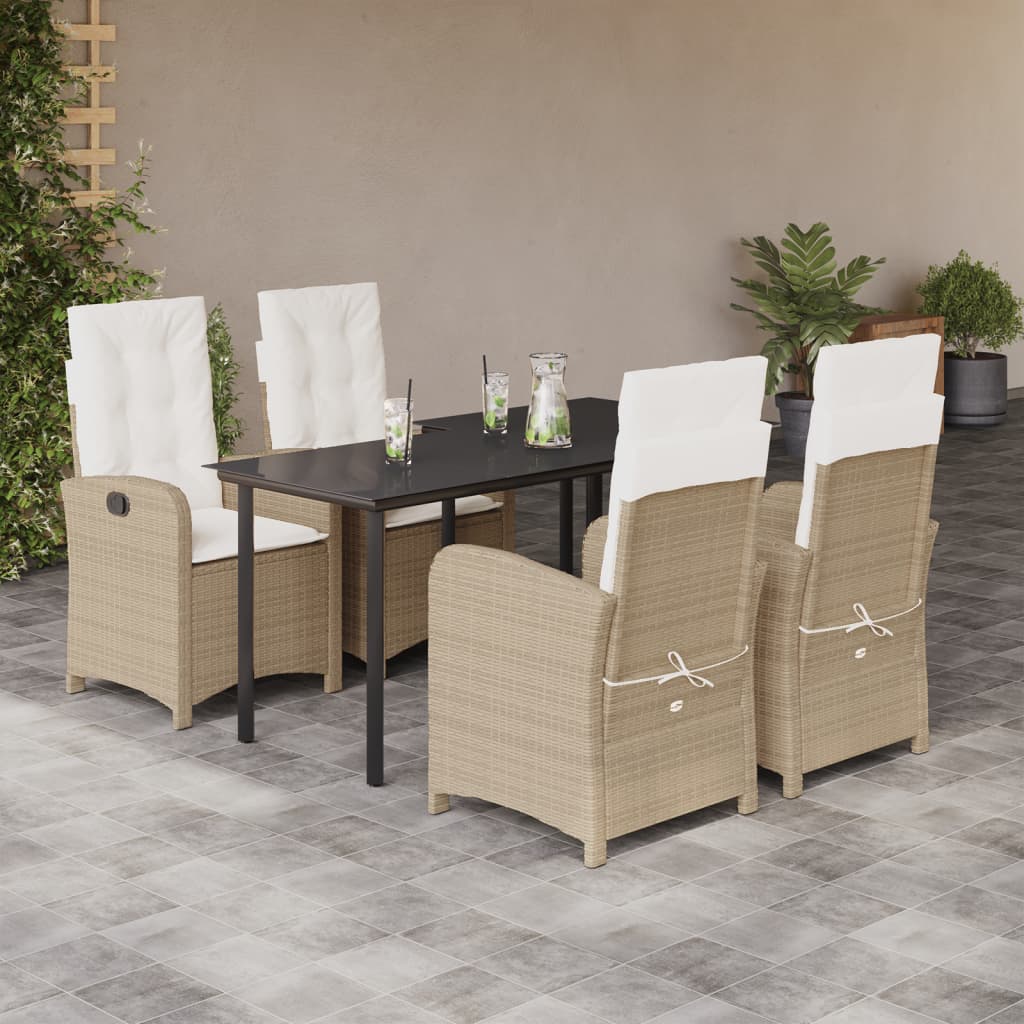 vidaXL 3-delige Tuinset met kussens poly rattan beige