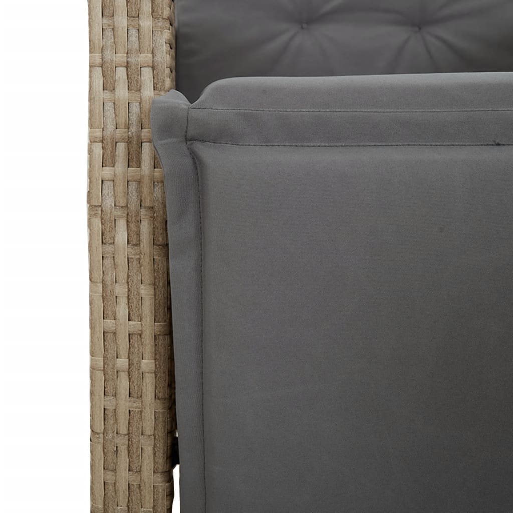 vidaXL 3-Piece Garden Lounge Set with Cushions Poly Rattan Mixed Beige
