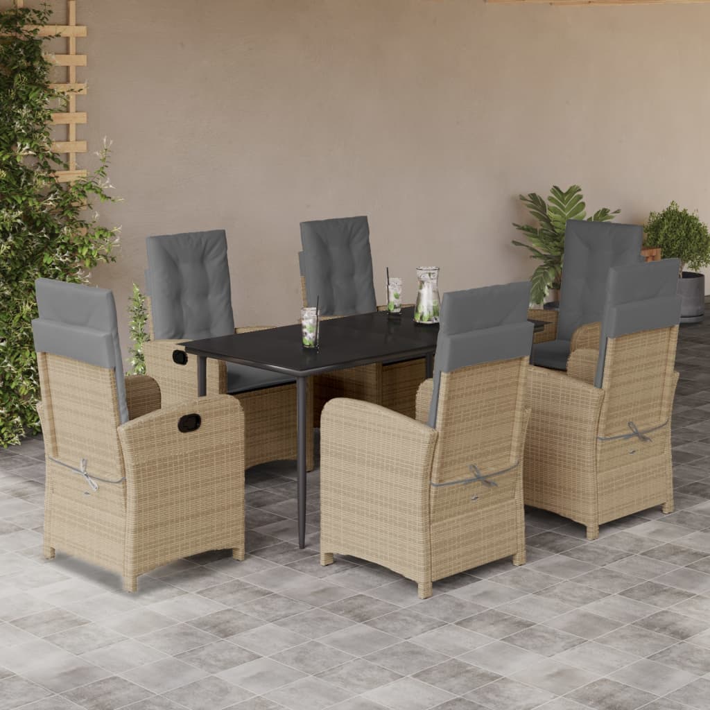 vidaXL 3-Piece Garden Lounge Set with Cushions Poly Rattan Mixed Beige