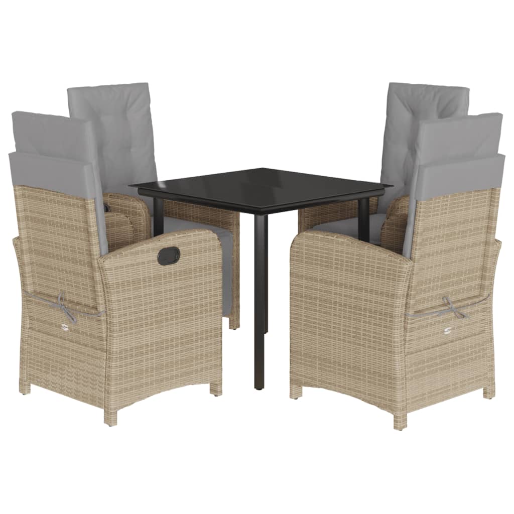 vidaXL 3-delige Tuinset met kussens poly rattan gemengd beige