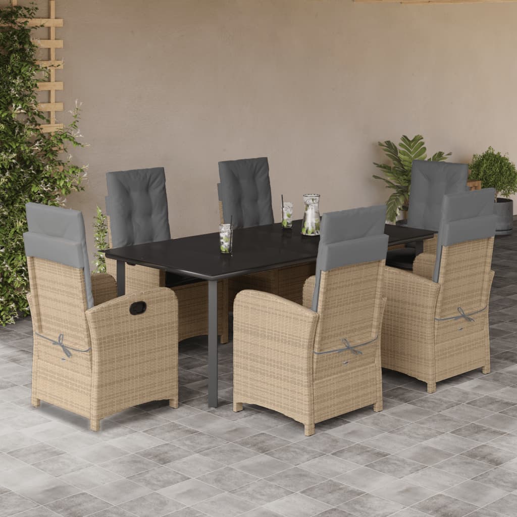 vidaXL 3-delige Tuinset met kussens poly rattan gemengd beige