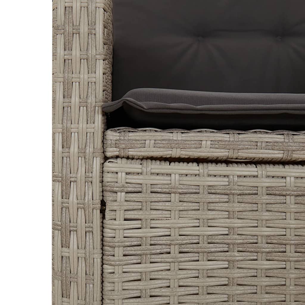 vidaXL 3-delige Tuinset met kussens poly rattan lichtgrijs