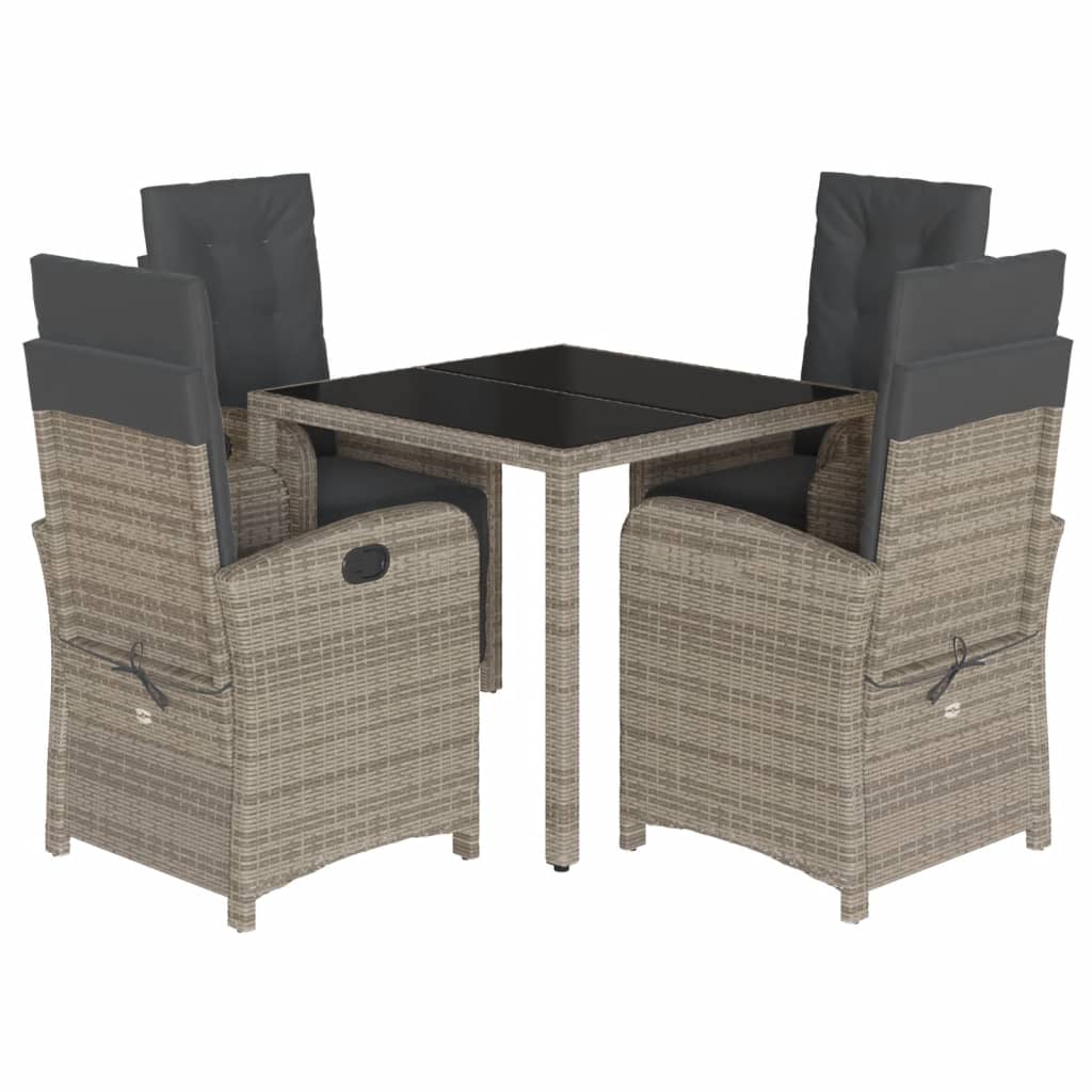 vidaXL 3-Piece Bistro Set with Cushions Poly Rattan Black