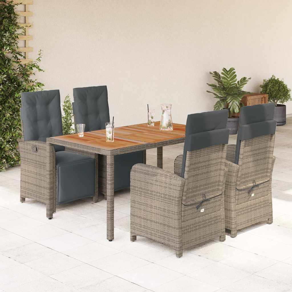 vidaXL 3-delige Bistroset met kussens poly rattan zwart