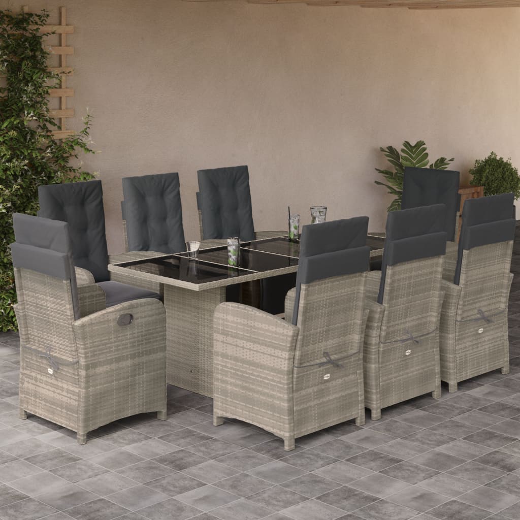 vidaXL 7-delige Tuinset met kussens poly rattan zwart