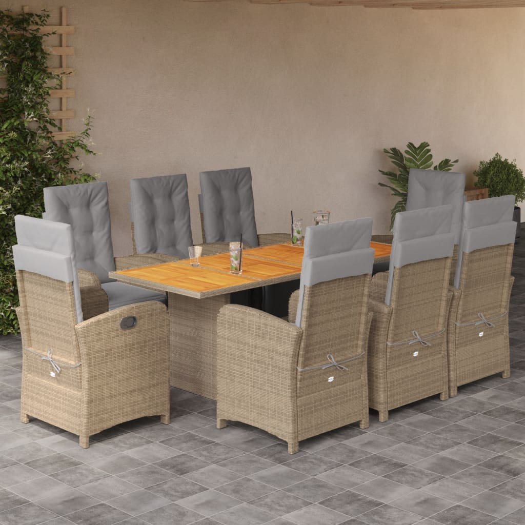 vidaXL 7-delige Tuinset met kussens poly rattan zwart