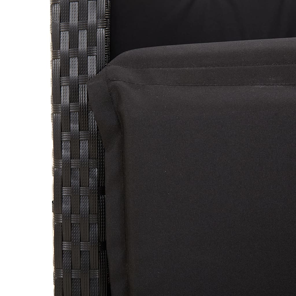 vidaXL 3-delige Bistroset met kussens poly rattan zwart