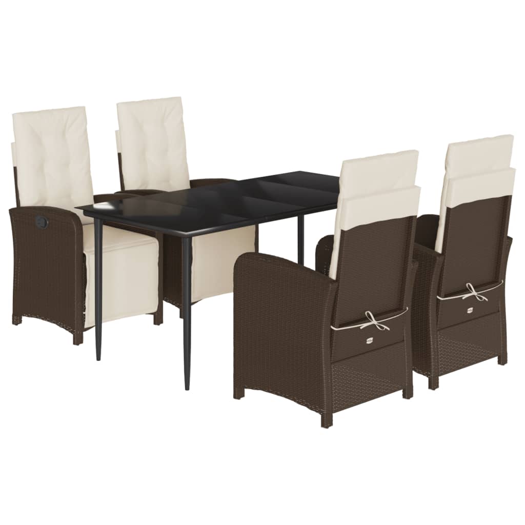 vidaXL 3-Piece Bistro Set with Cushions Poly Rattan Brown
