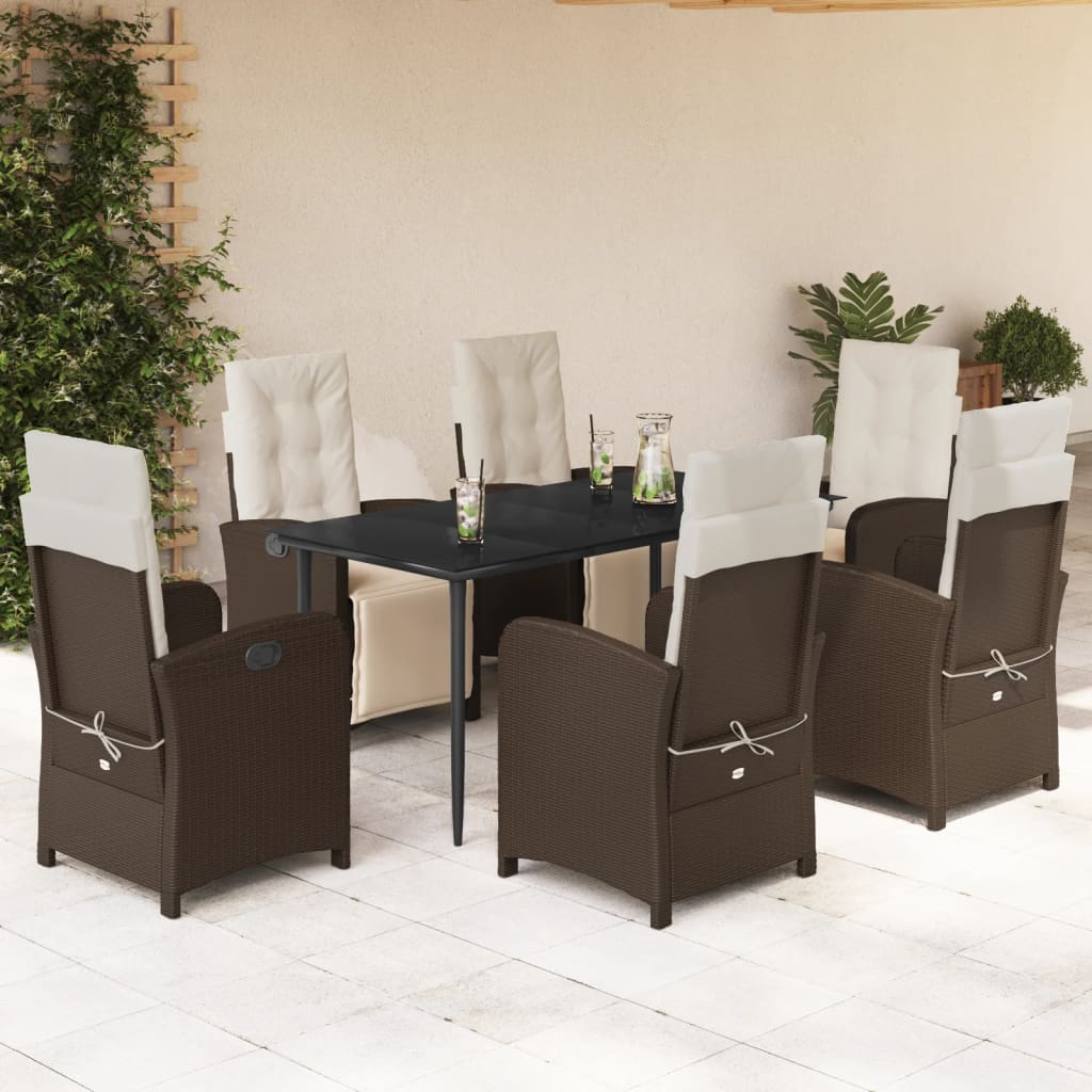 vidaXL 3-Piece Bistro Set with Cushions Poly Rattan Brown