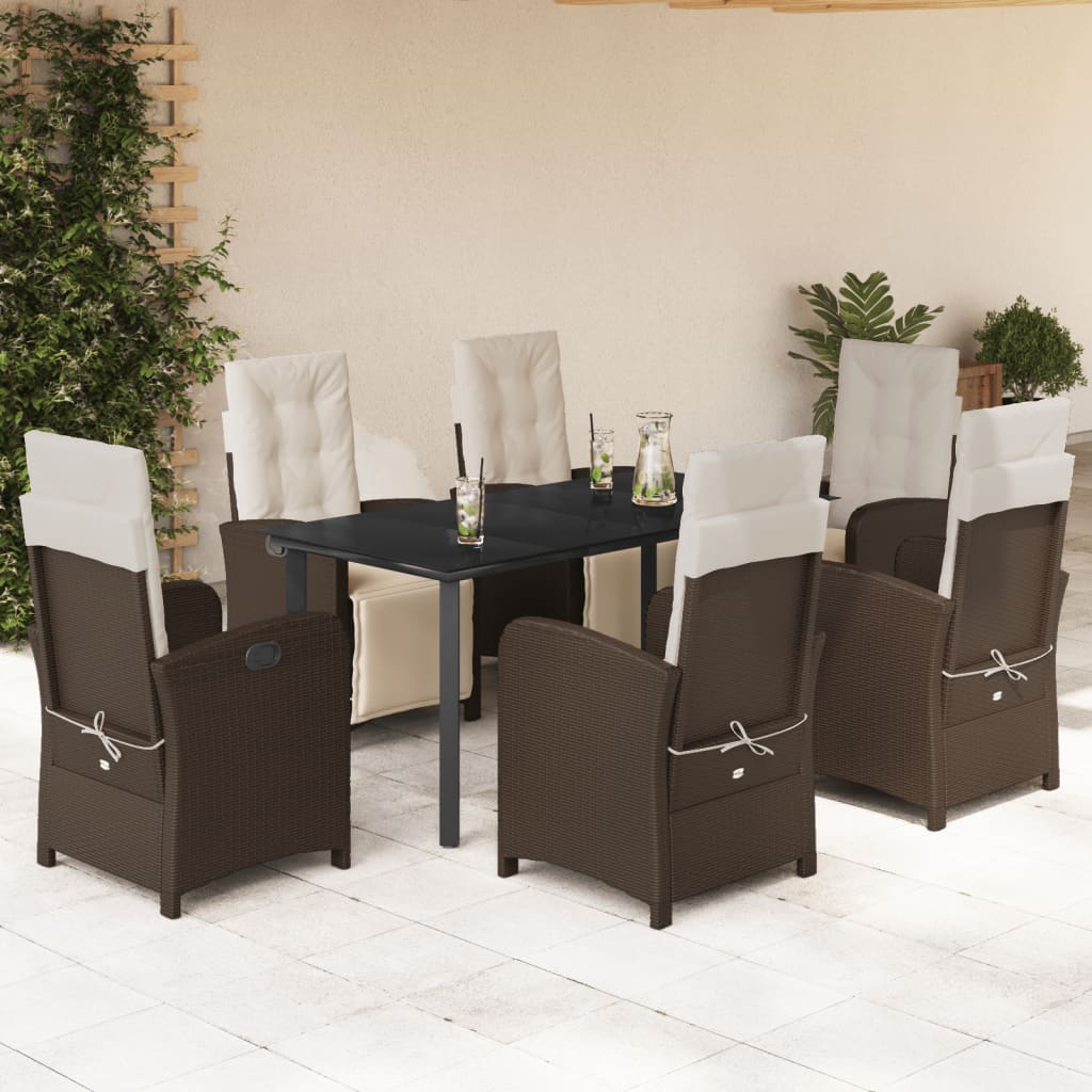 vidaXL 3-Piece Bistro Set with Cushions Poly Rattan Brown