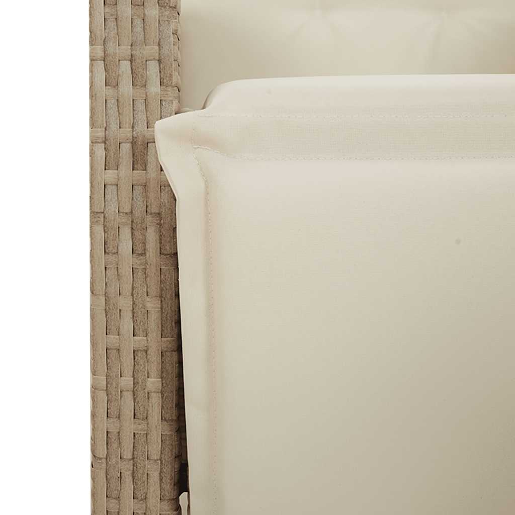 vidaXL 3-delige Bistroset met kussens poly rattan beige
