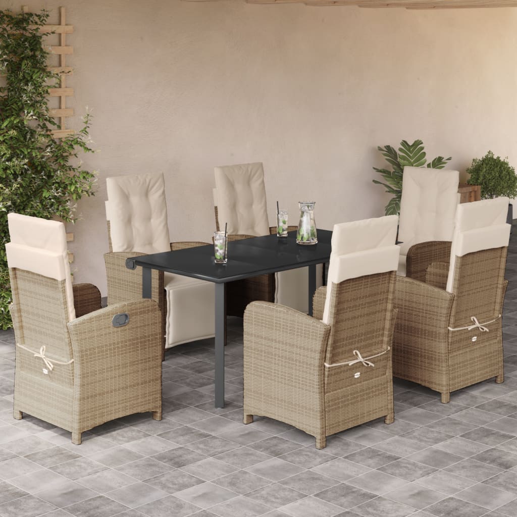 vidaXL 3-delige Bistroset met kussens poly rattan beige