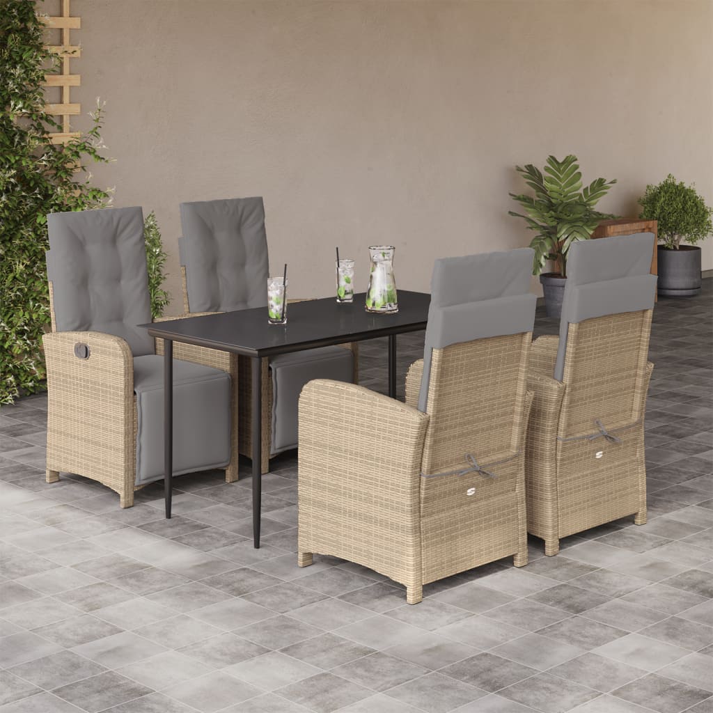 vidaXL 3-delige Bistroset met kussens poly rattan beige
