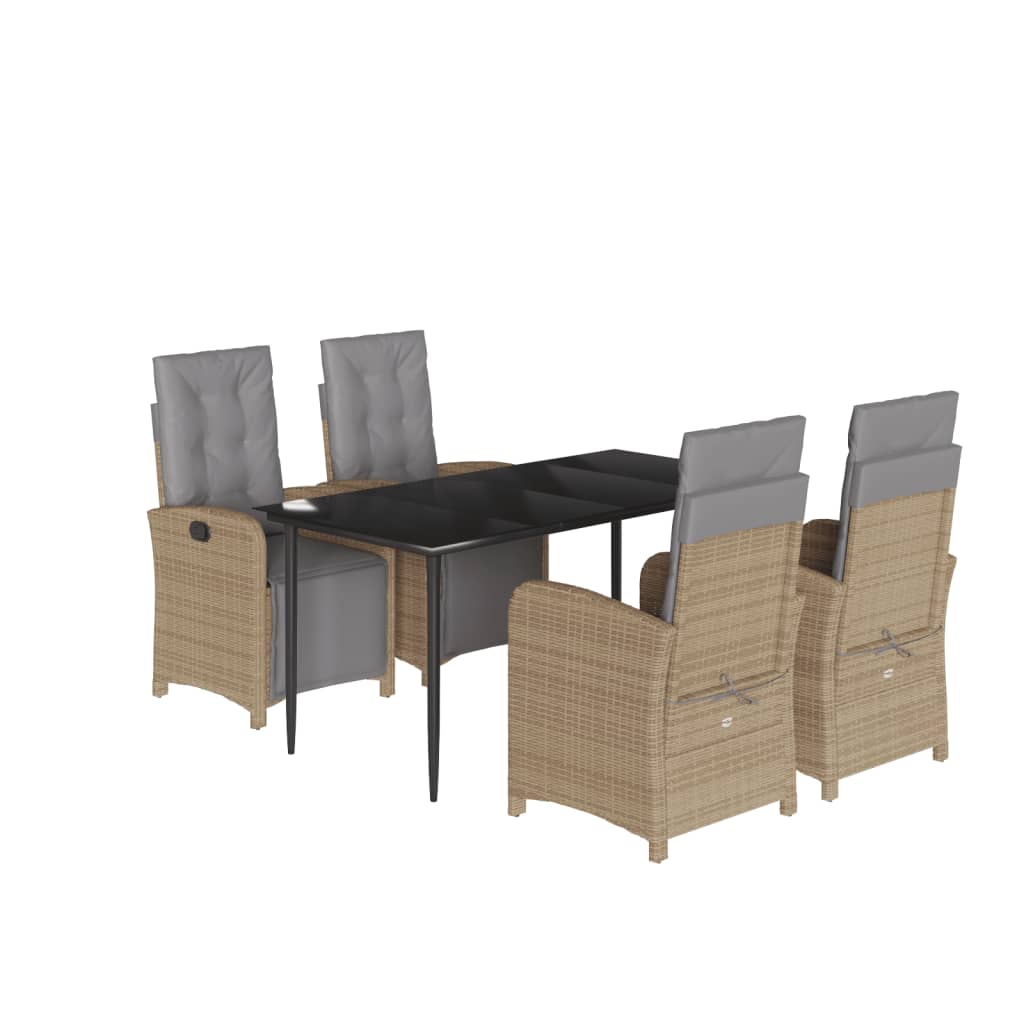 vidaXL 3-delige Bistroset met kussens poly rattan beige