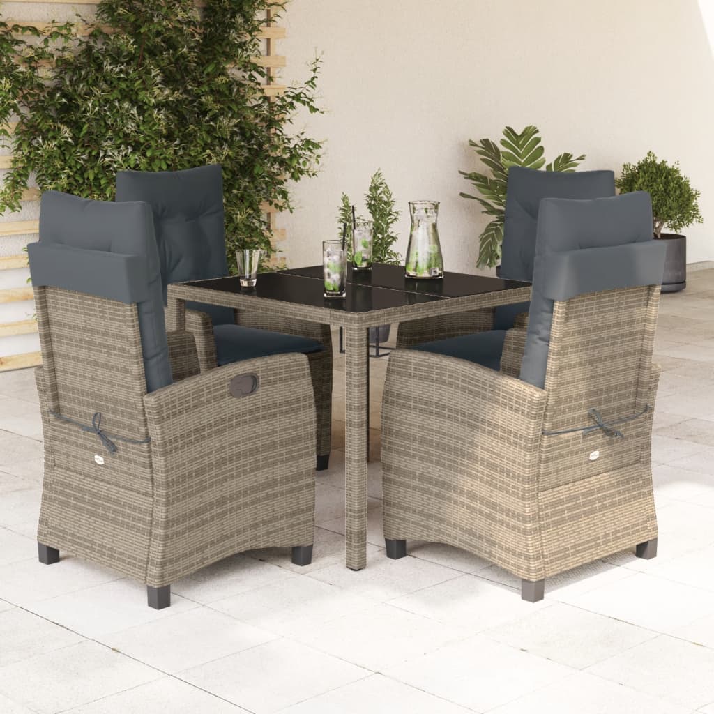 vidaXL 3-Piece Garden Lounge Set with Cushions Poly Rattan Grey