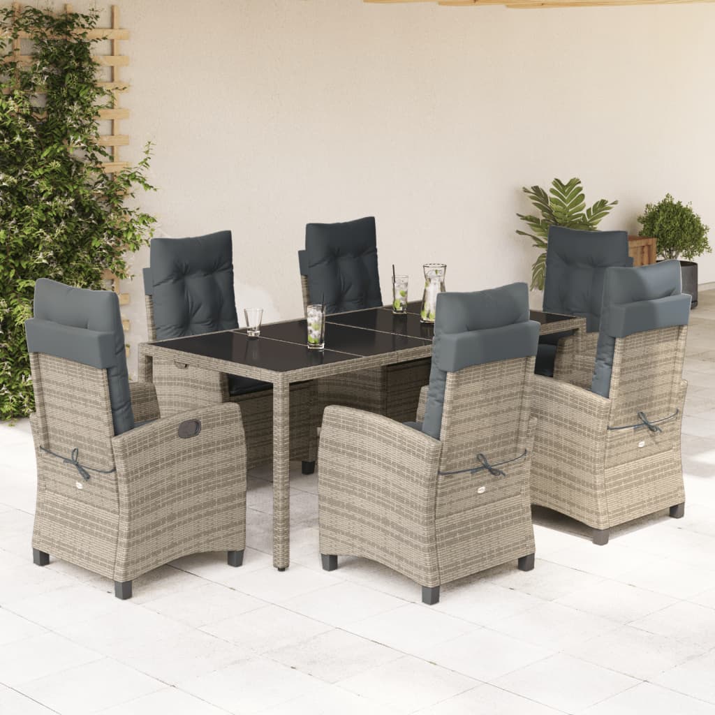 vidaXL 3-Piece Garden Lounge Set with Cushions Poly Rattan Grey