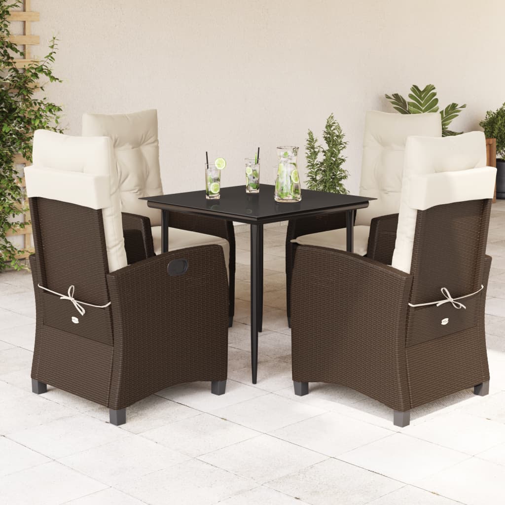 vidaXL 3-delige Tuinset met kussens poly rattan bruin