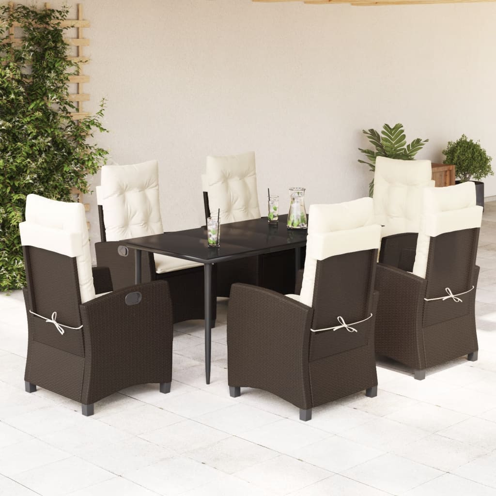 vidaXL 3-delige Tuinset met kussens poly rattan bruin