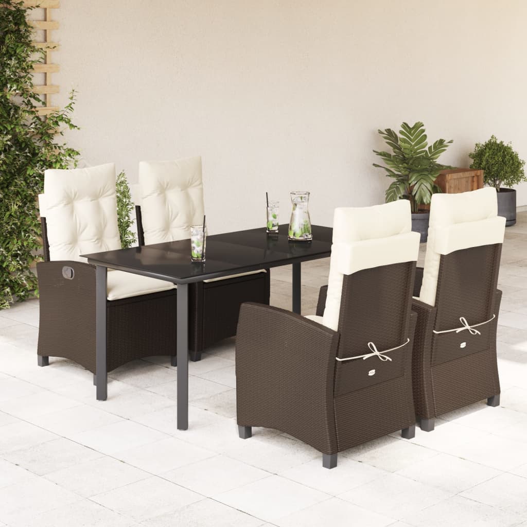 vidaXL 3-Piece Garden Lounge Set with Cushions Poly Rattan Brown